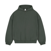 Heavyweight Zip-Up Olivgrün - 500GSM Zip-Hoodie mit YKK Reissverschluss von gradualbasics