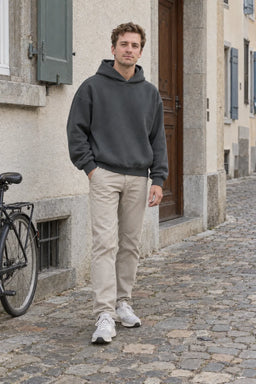 French Terry Hoodie Eisen-Grau - Model, Altstadt