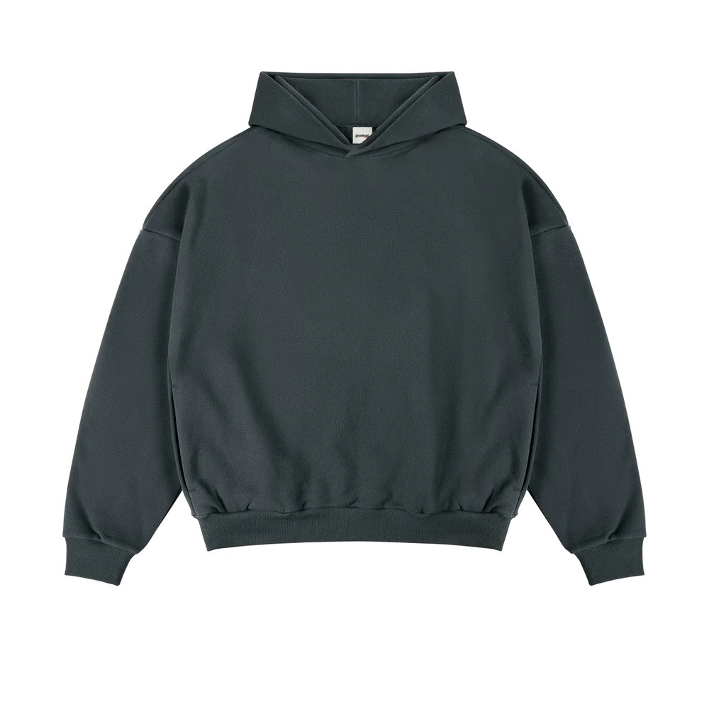 French Terry Hoodie Eisen-Grau - 400GSM Kapuzenpullover aus 100% Baumwolle von gradualbasics