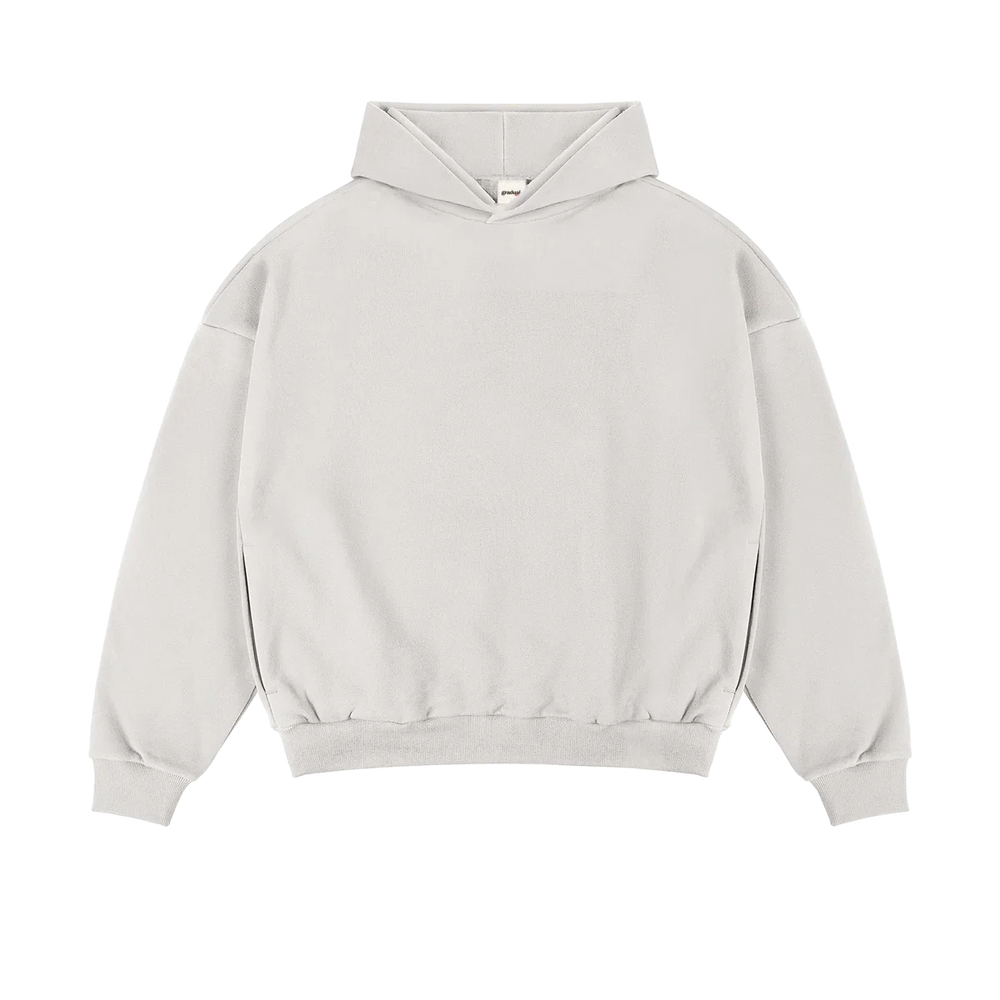 French Terry Hoodie Sand-Grau - 400GSM Kapuzenpullover aus 100% Baumwolle von gradualbasics