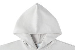 French Terry Hoodie Sand-Grau - Detail doppellagige Kapuze mit gewebtem Label
