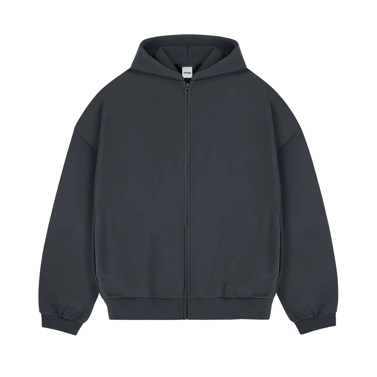 Heavyweight Zip-Up Dunkelgrau - 500GSM Zip-Hoodie mit YKK Reissverschluss von Gradual Basics
