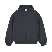 Heavyweight Zip-Up Dunkelgrau - 500GSM Zip-Hoodie mit YKK Reissverschluss von gradualbasics