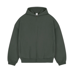 Heavyweight Zip-Up Olivgrün - 500GSM Zip-Hoodie mit YKK Reissverschluss von Gradual Basics