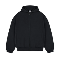 Heavyweight Zip-Up Schwarz - 500GSM Zip-Hoodie mit YKK Reissverschluss von gradualbasics