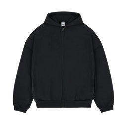 Heavyweight Zip-Up Schwarz - 500GSM Zip-Hoodie mit YKK Reissverschluss von Gradual Basics